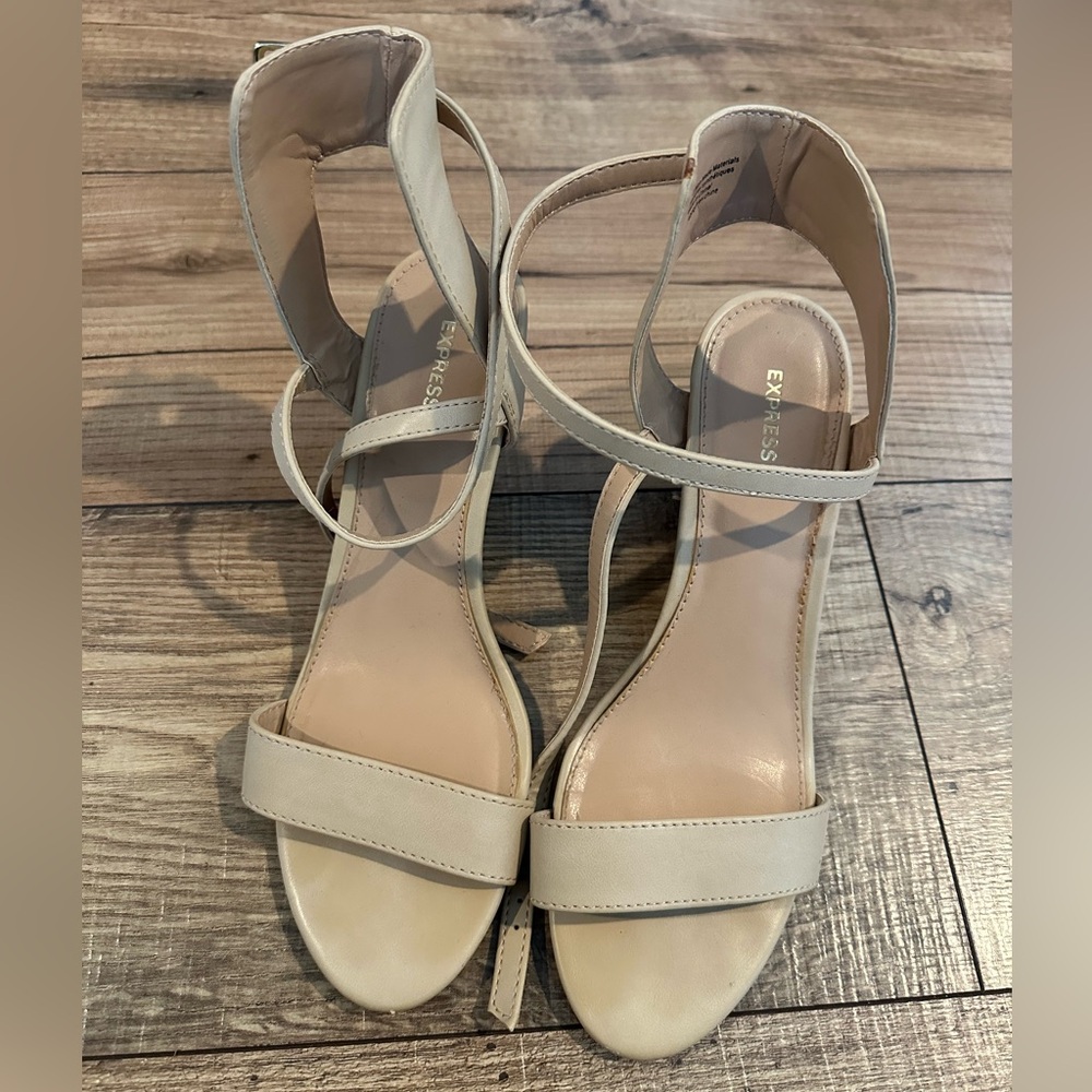 Express Beige Strappy Heels